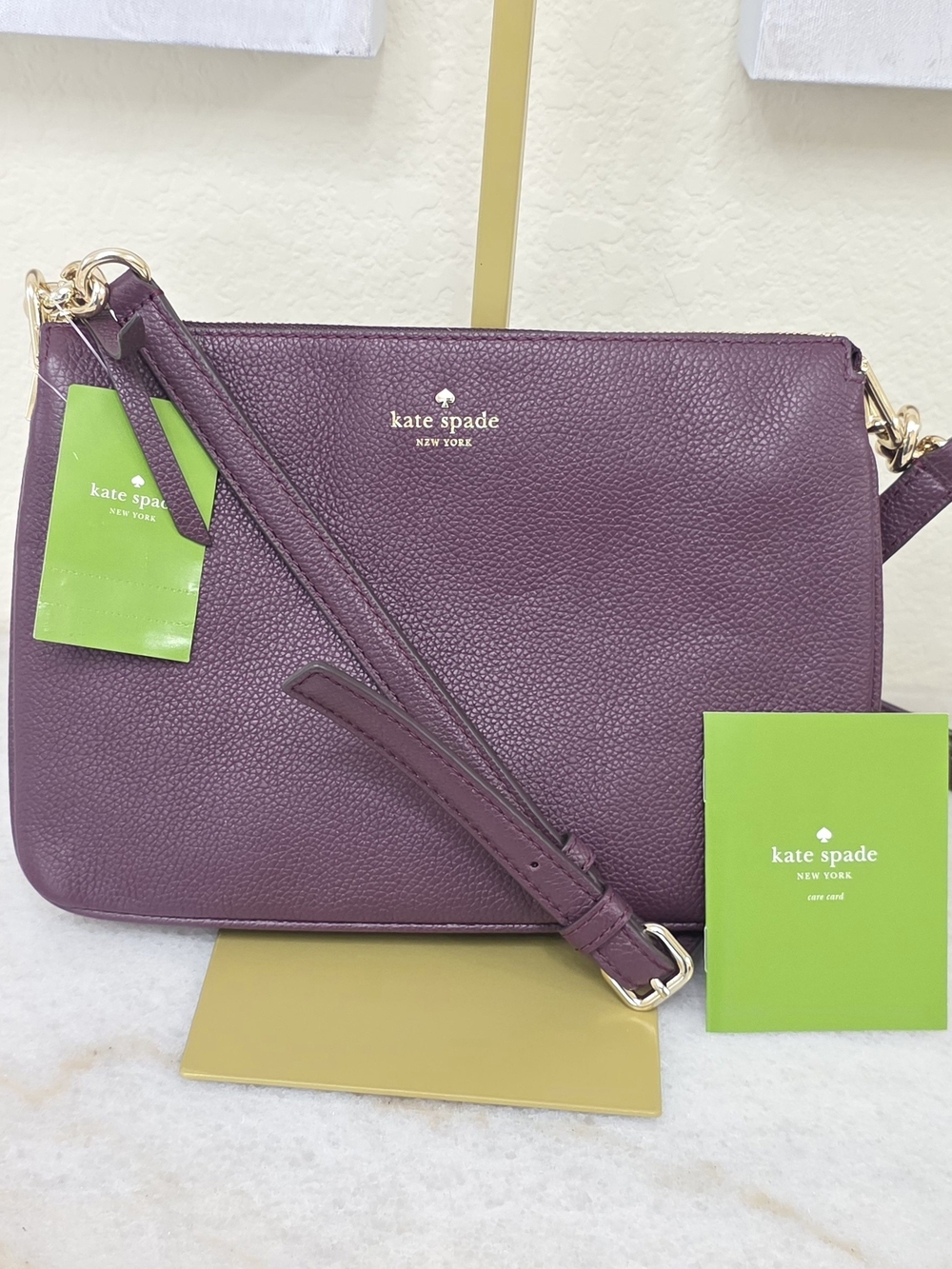 Kate Spade Madelyne Larchmont Avenue Deep Plum Leather Crossbody NWT